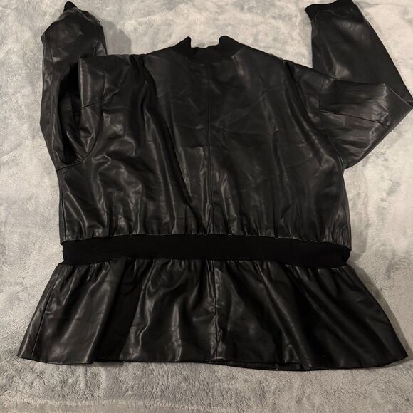 Calvin Klein Peplum Faux Leather Jacket - Picture 3 of 3